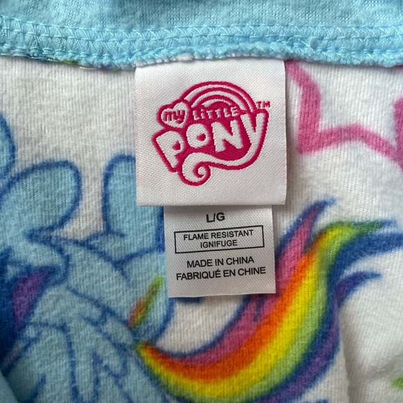 Rainbow Dash My Little Pony 2015 Hasbro Girls One Piece Zipup Pajamas Hoodie Lg - Picture 6 of 15